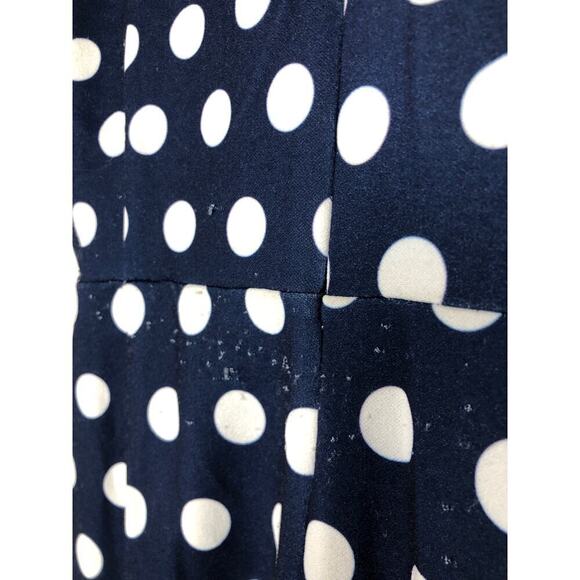 Alexia Admor Dress Ruffle Collar Puff Sleeve Midi Navy & White Polka Dot Medium - Picture 8 of 12